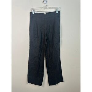 AYR Linen Wide Leg Pants Women S‎ Black Excellent E2345 Elastic Waist Trousers